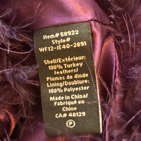 Purple Maribou Feather Open Crop Bolero Jacket size Large - Picture 3 of 9